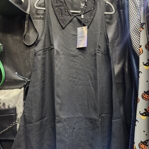 Banned Alternative Black Dress with Studded Collar
